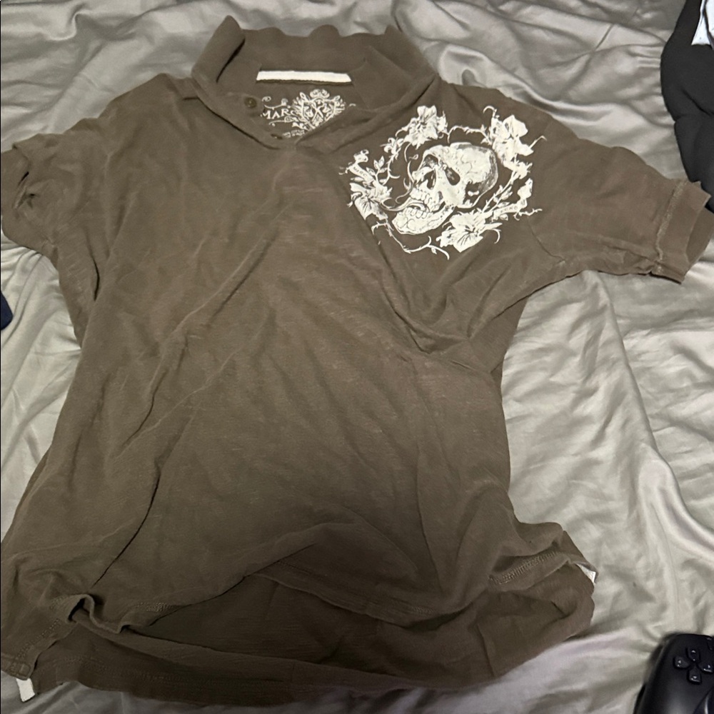 Marco Santi Brown Polo Shirt with Skull Design
